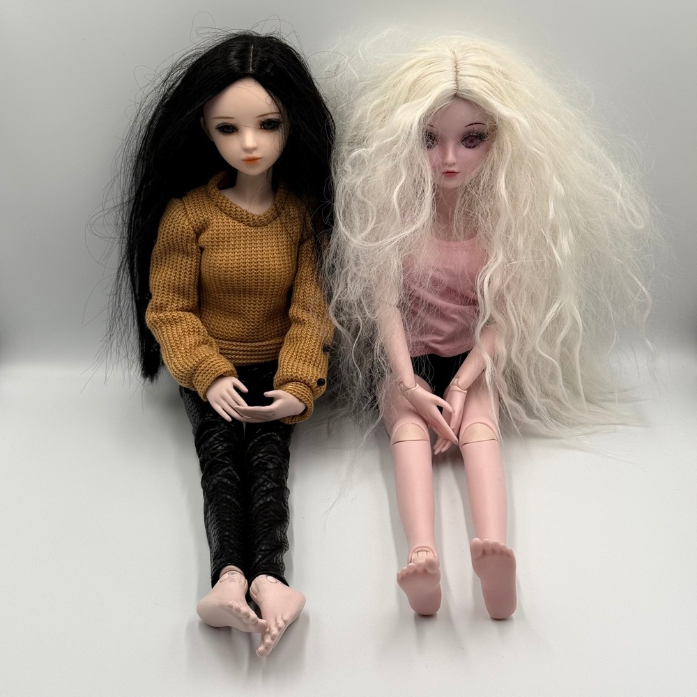 Lot of 2 BJD 1/3 Scale Dolls 21 Inch Ball Jointed Dolls with Wigs Clothes